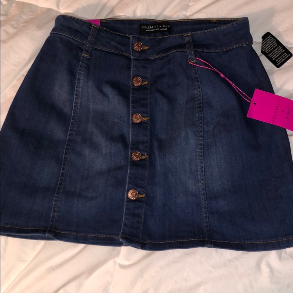 Denim button down skirt
